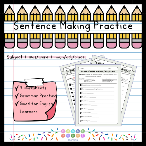 S + was/were + Noun/Adj/Place (Past State / Location) Worksheet [Digital Download]