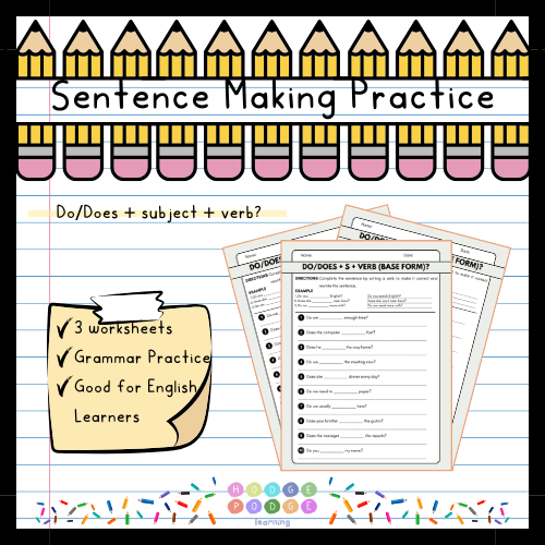 Do/Does + S + Verb? (Yes/No question-Simple Present) Worksheet [Digital Download]