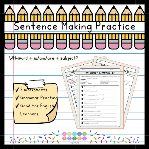 Wh-word + is/am/are + S? (WH-Question 'to be') Worksheet [Digital Download]