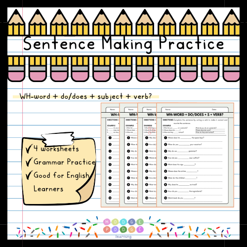 Wh-word + do/does + S + Verb? (WH-Question 'Simple Present') Worksheet [Digital Download]