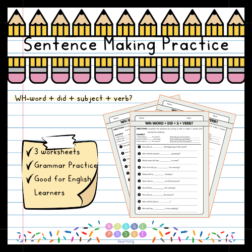 Wh-word + did + S + Verb? (WH-Question 'Simple Past') Worksheet [Digital Download]