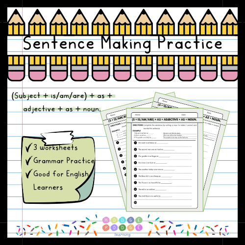 S + Verb + as + Adjective + as + Noun. (Comparison-Equality) Worksheet [Digital Download]