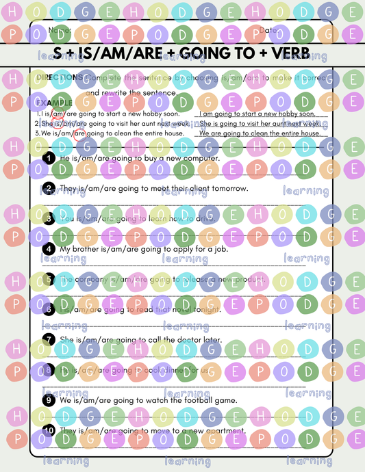 S + am/is/are + going to + Verb (Simple Future Plan) Worksheet [Digital Download]